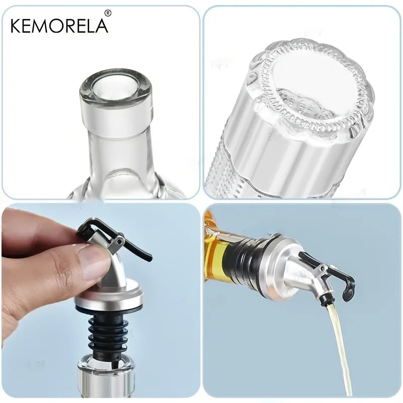 KEMORELA Glass Olive Oil Decanter – Leak-Proof Pouring Spout