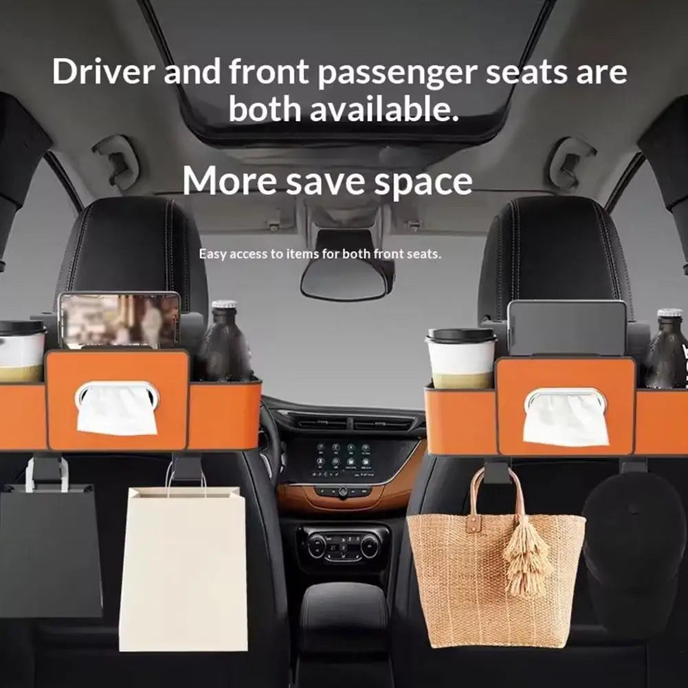 Car Seatback Storage Box Multi-function Tissue Holder Cup Compartment