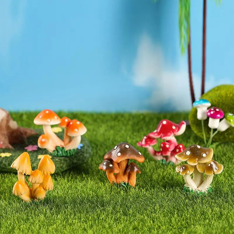 Resin Mushroom Figurines – Mini Garden Bonsai Fairy Decor