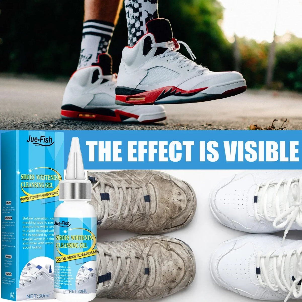 Jue-Fish White Shoe Cleaning Gel | Sneaker Stain & Yellow Remover
