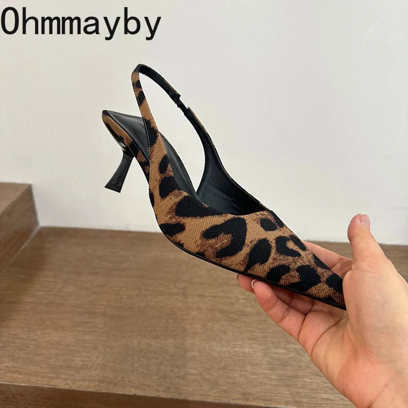 Women's Pointed Toe High Heel Slip-On Slingback Sandals