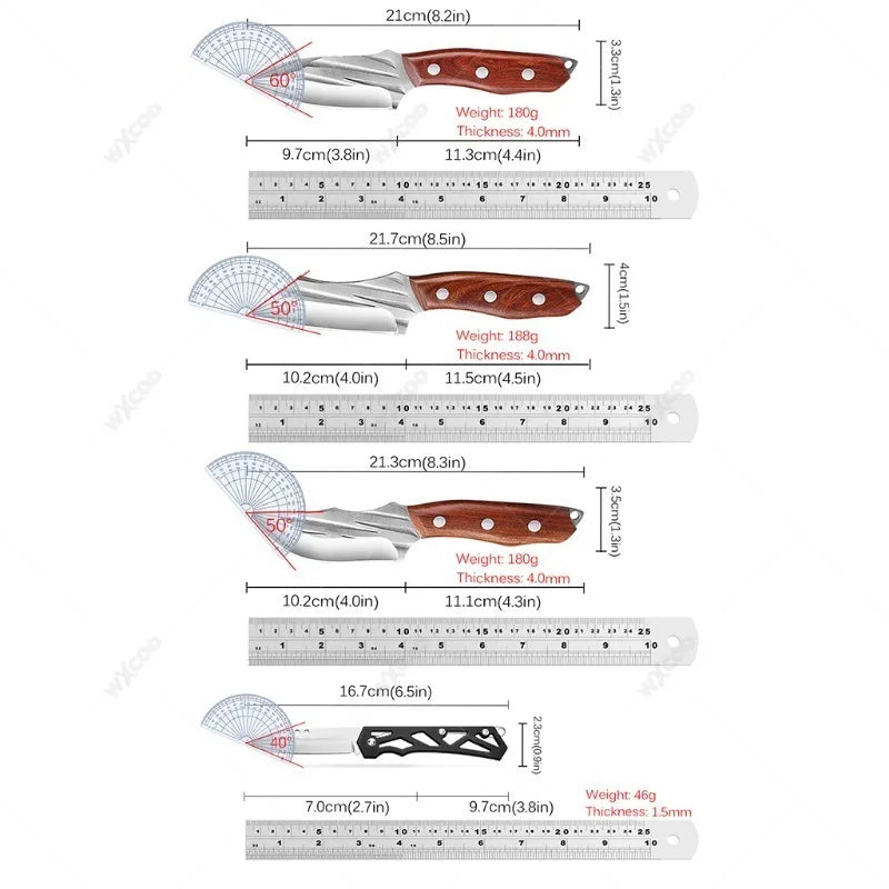 WXCOO Forged Kitchen Knife Set – Cleaver, Boning & Chef Knives