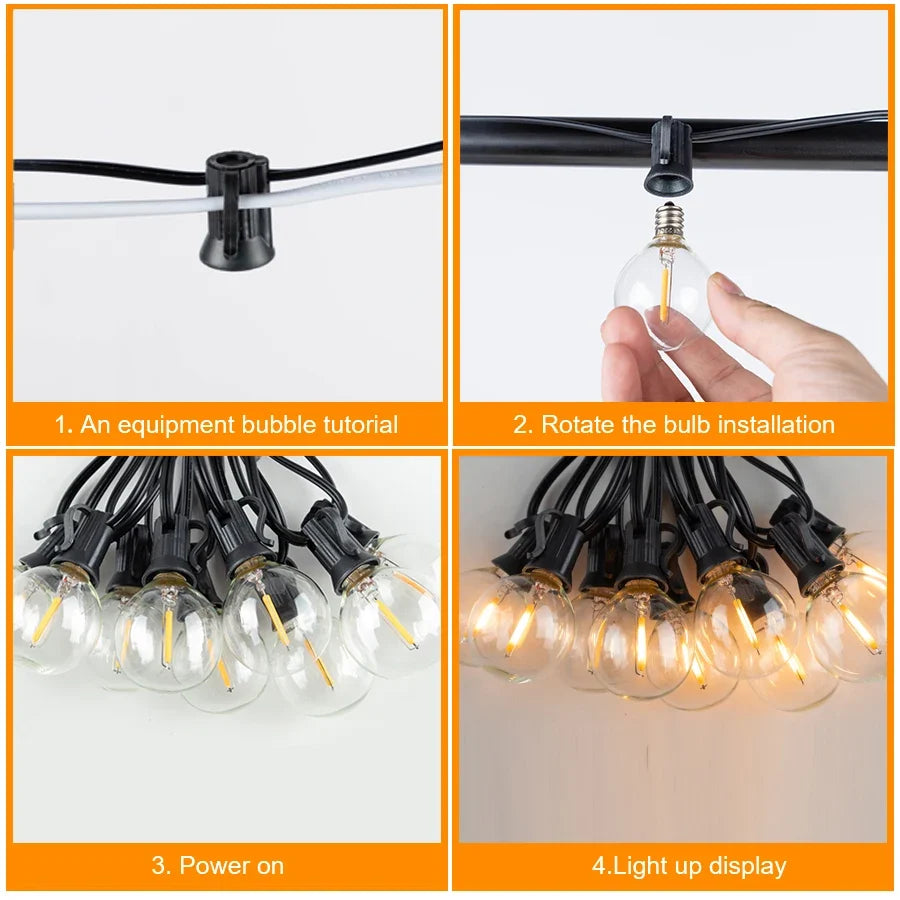 G40 LED Outdoor String Lights | Shatterproof Patio Globe Bulbs