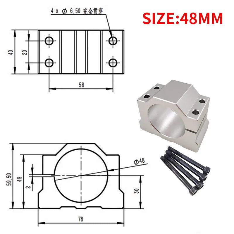Metal Alloy DC Motor Fixing Bracket 40–48mm Spindle Mount
