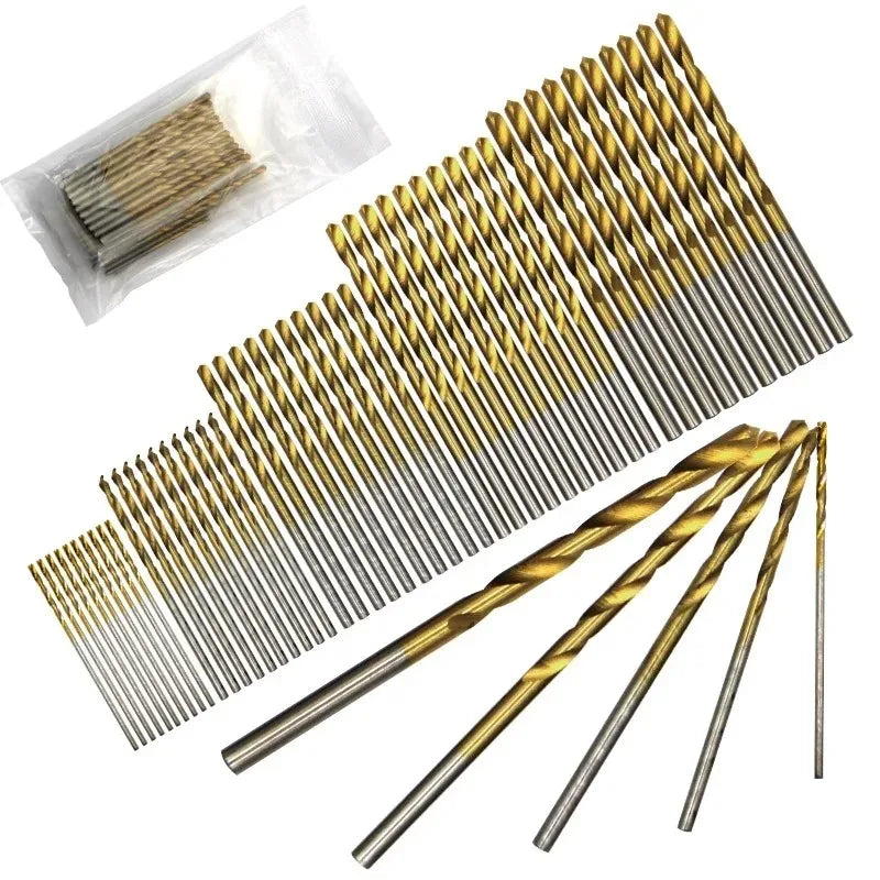 50-Piece Titanium Twist Drill Bit Set 1–3mm | Mini HSS Bits