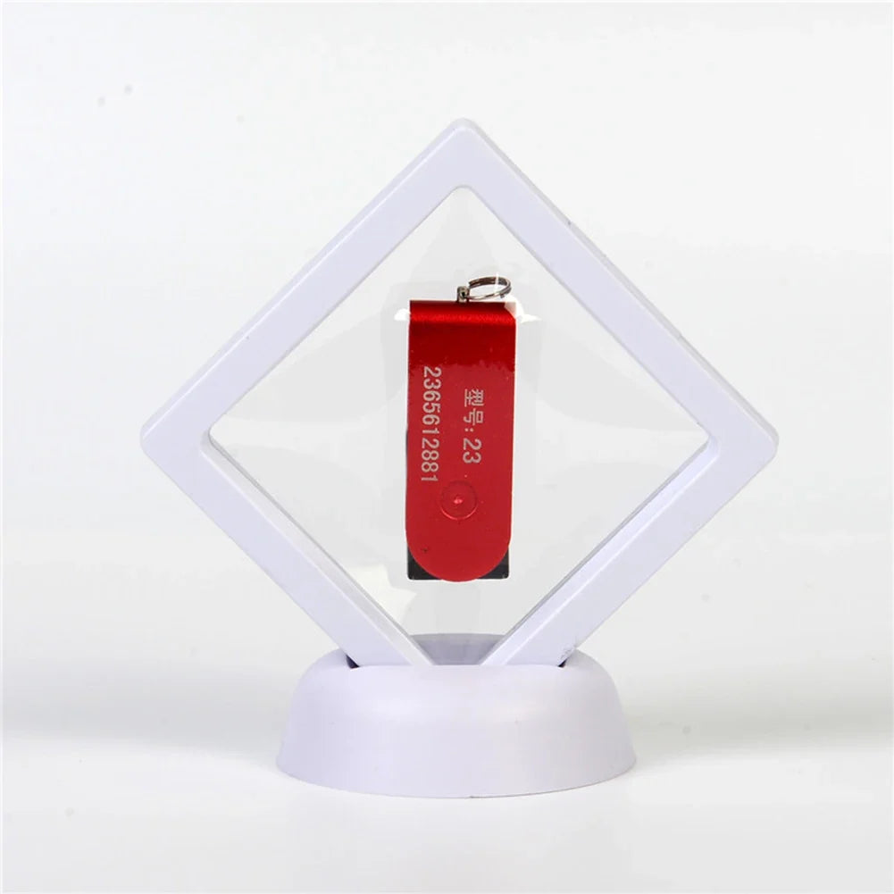 5 3D Floating Picture Frame Stand Box Clear Jewelry Ring Coin Display