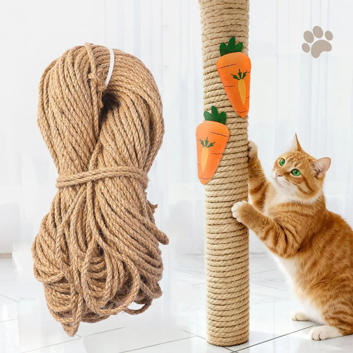 Natural Sisal Rope Cat Scratcher Replacement Wrap – 164 ft