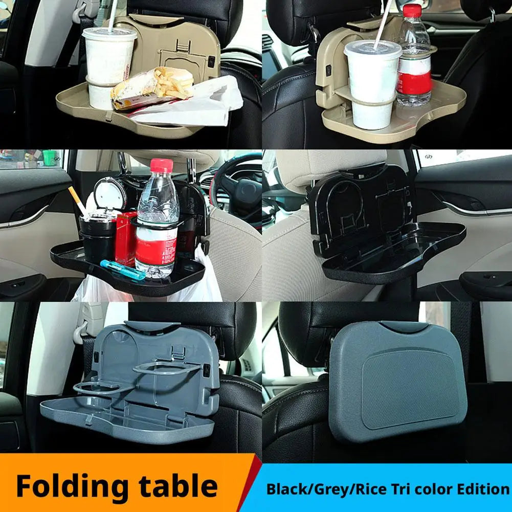 Foldable Car Backseat Tray Table with Cup Holder & Storage