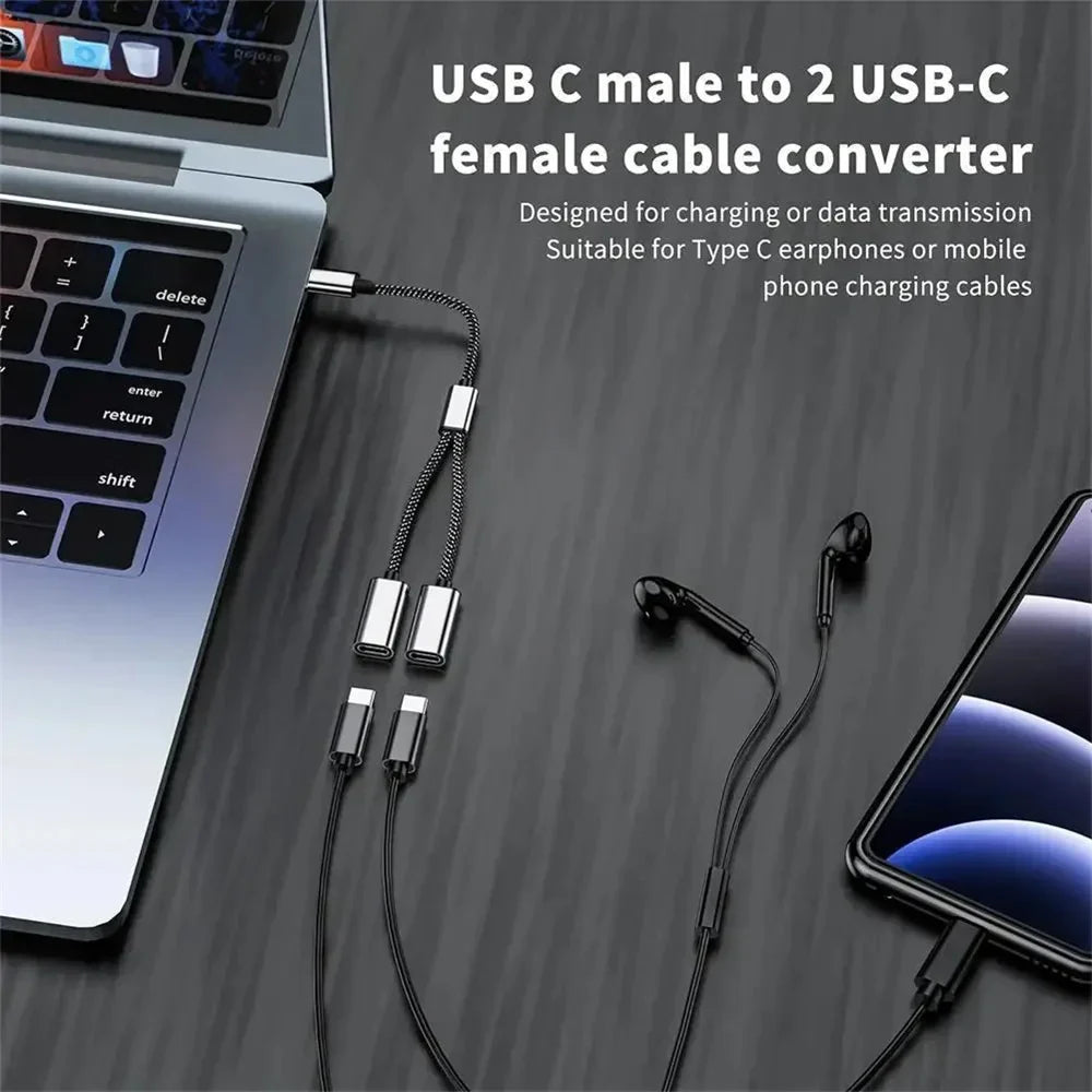 3-in-1 USB-C Hub | OTG Data Transfer & Power Charging Adapter