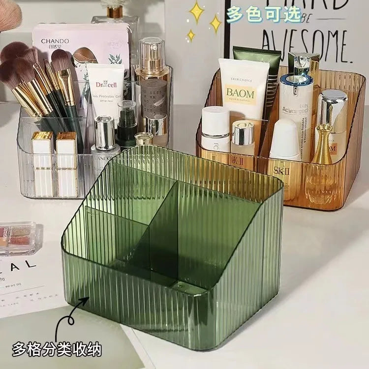Storage Box Desktop Cosmetic Pen Holder Bucket Transparent Trapezoid
