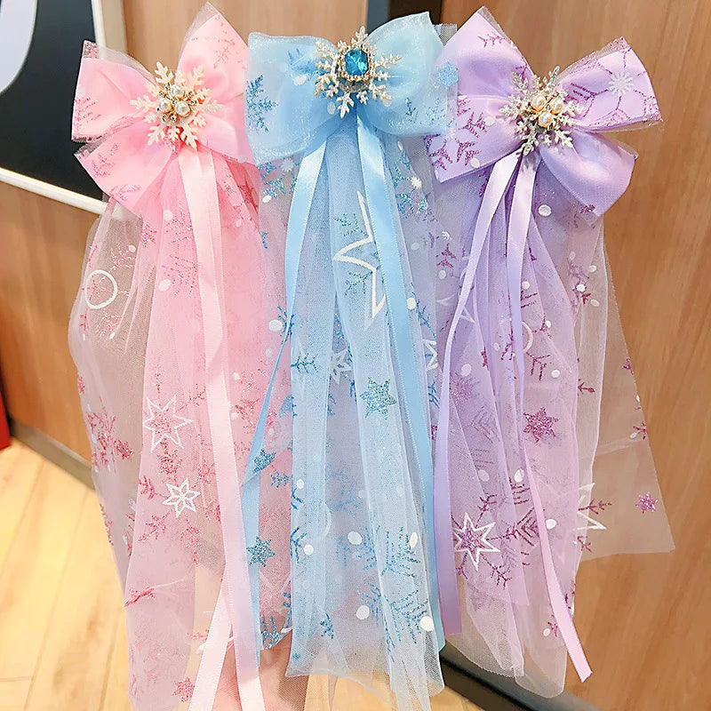 Princess Sequin Tulle Bow Hair Clips for Baby Girls & Toddlers