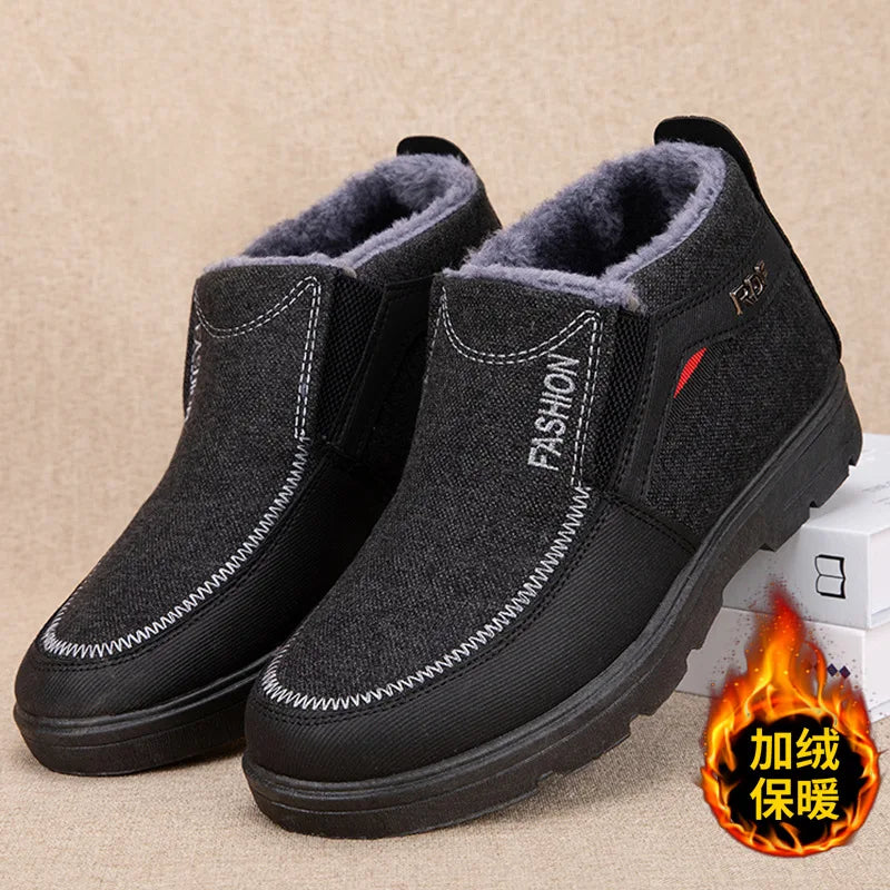 Men's Waterproof Plush Snow Boots – Anti-Slip Ankle Winter