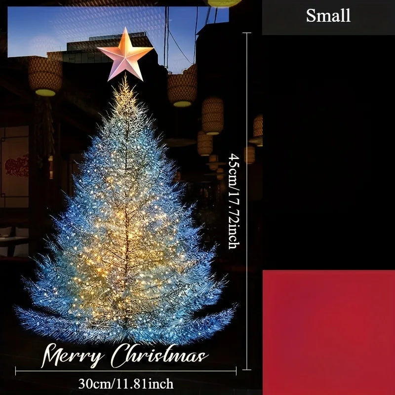 Static Sticker Christmas Blue Gold Tree Can Be Removed Stickers