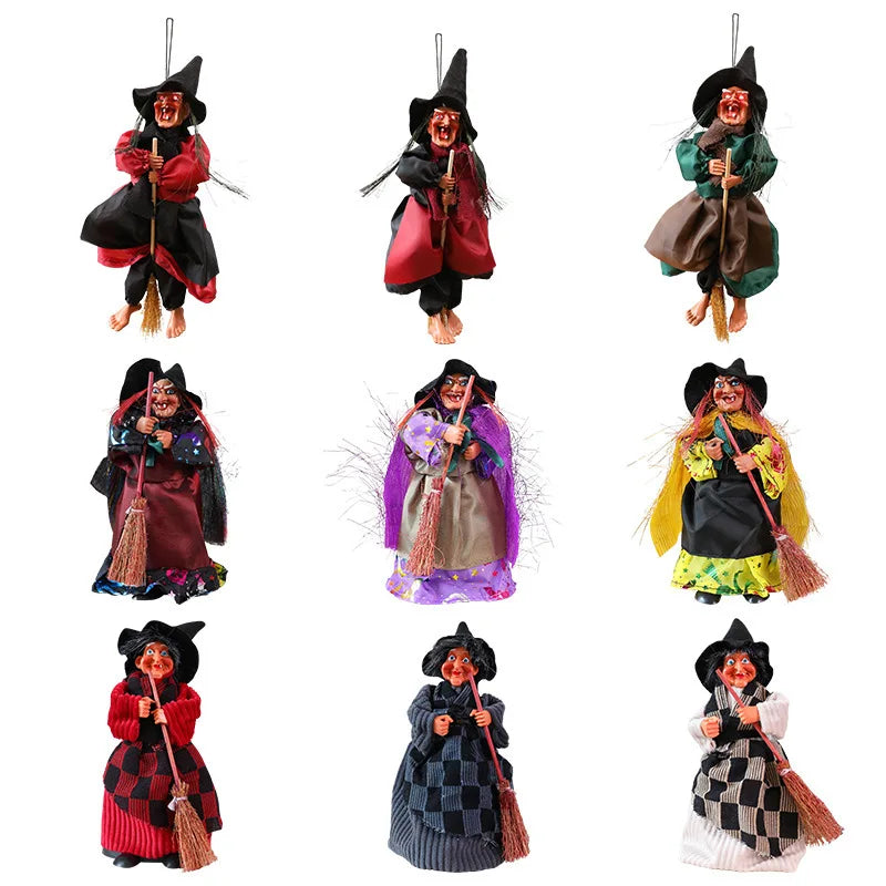 Halloween Decoration Witch Hanging Ornament Retro Broom Prop Bar
