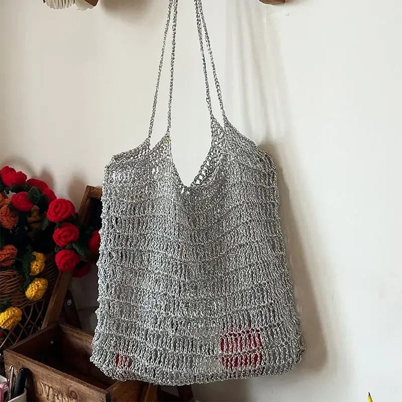 Silver Handmade Crochet Yarn Popular Woven Flash Core Wire Ball Small