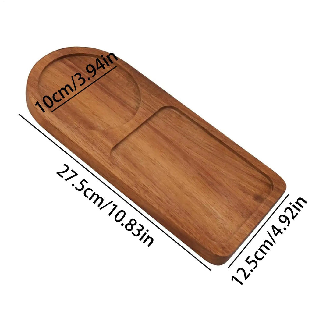 Rustic Wooden Serving Tray | Divided Cup Holder Display
