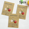 Lucky Ladybug Earrings, Keychain & German Blessing Card Gift Set