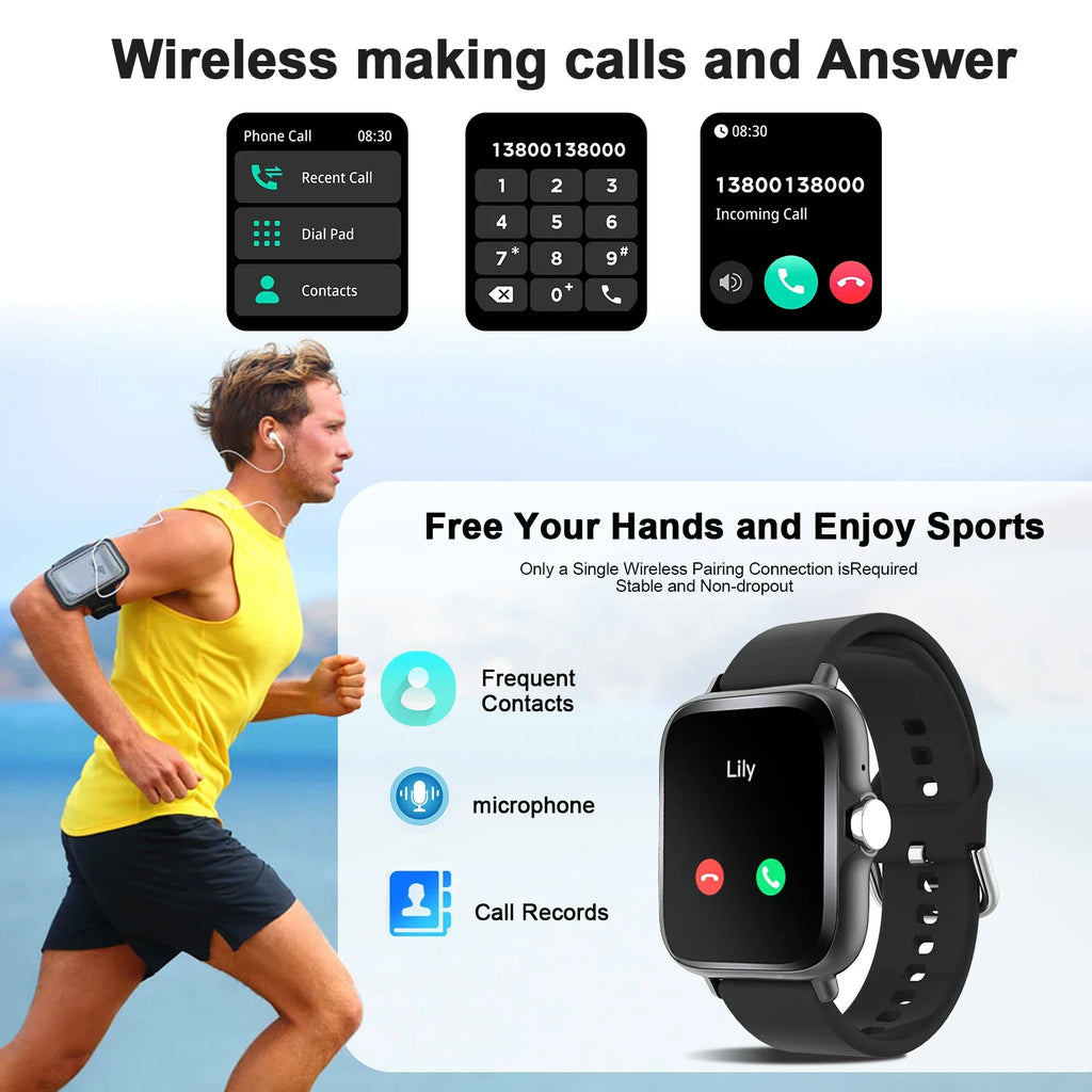 LOMAXFR Smart Watch – Wireless Calling, Multi-Sport, iOS & Android