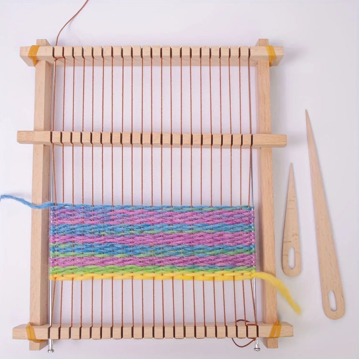 14-Piece Wooden Weaving Loom Kit 9×11in | Kids & Beginners