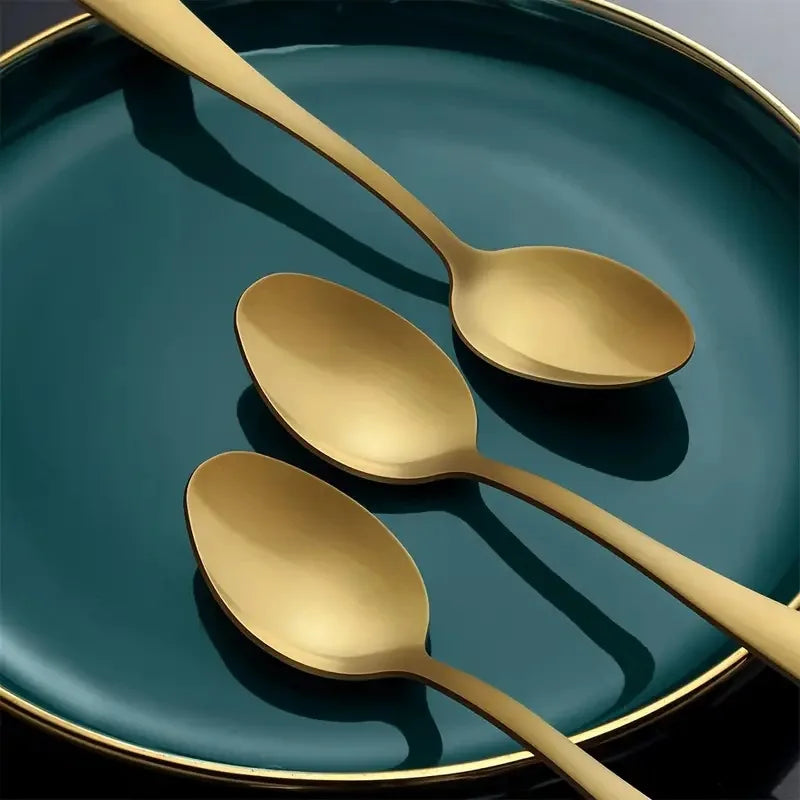 8-Piece Gold Stainless Steel Coffee & Tea Spoons Set