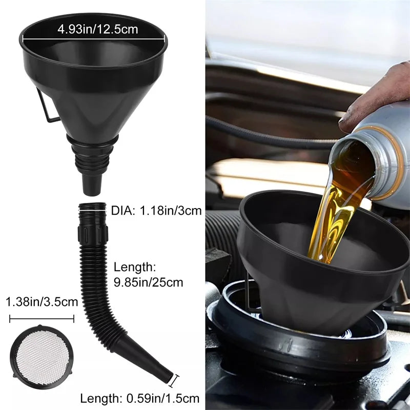 10-Piece Automotive Funnel Set – Oil, Fuel & Wide Mouth Funnels