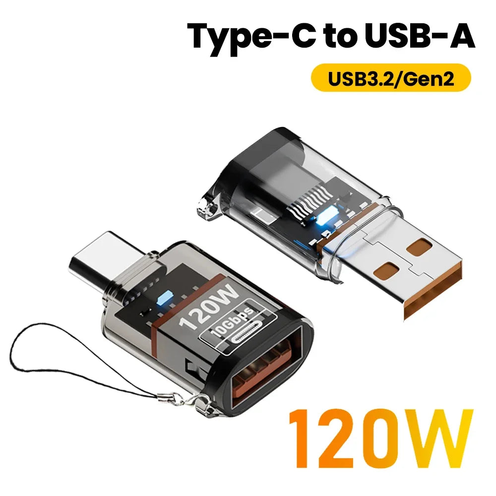 USB-A to Type-C Adapter – 120W Fast Charging & 10Gbps