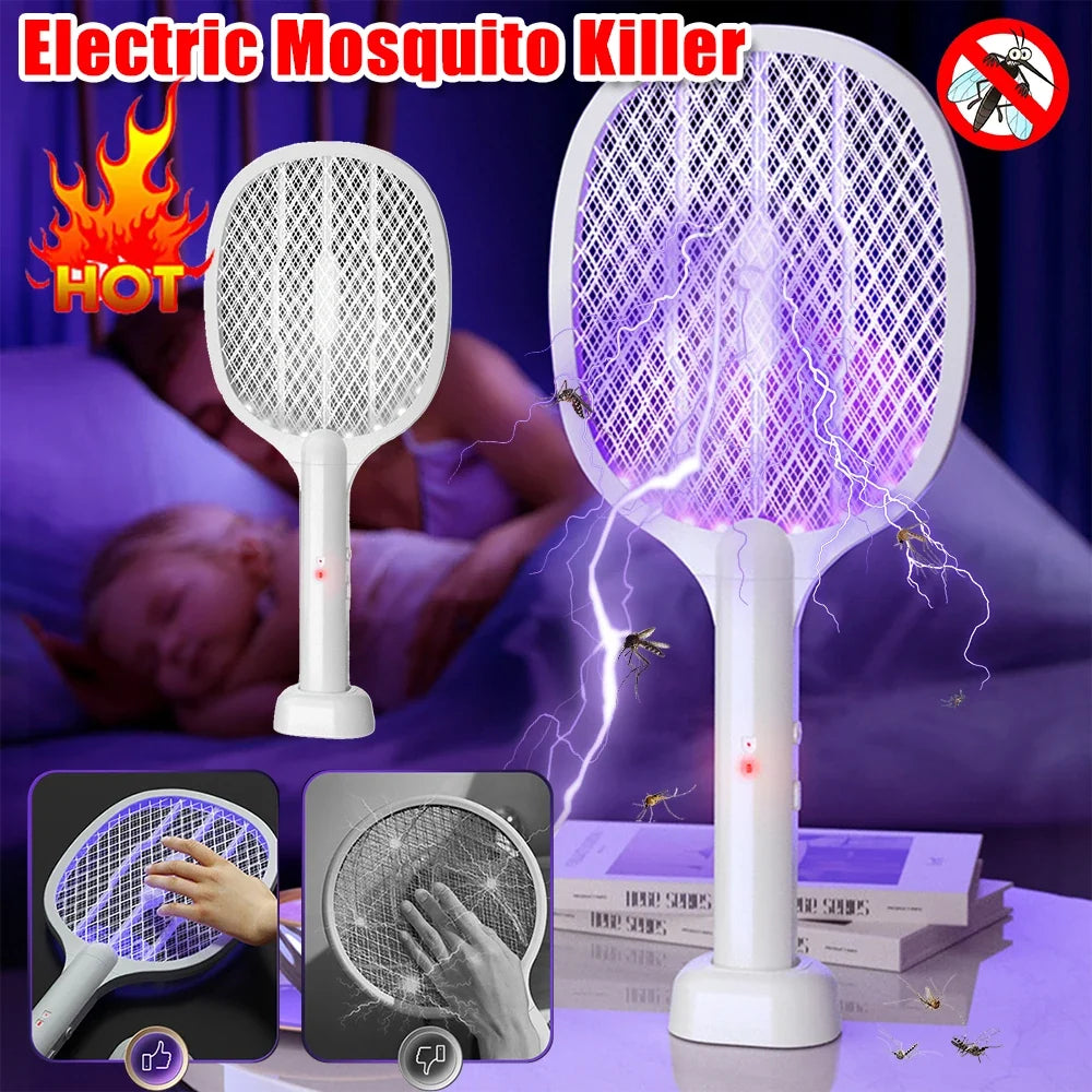 2-in-1 Electric Mosquito Swatter Killer USB Rechargeable Angle