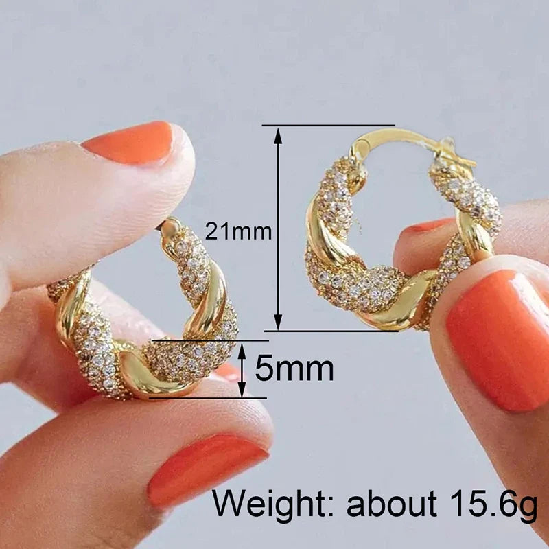 Huitan Twisty Hoop Earrings – Cubic Zirconia Women's Jewelry