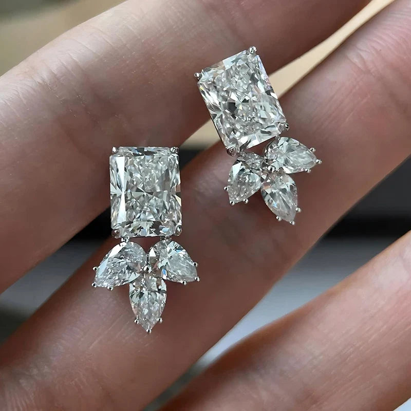 Huitan CZ Stud Earrings – Geometric Cubic Zirconia Fashion Jewelry