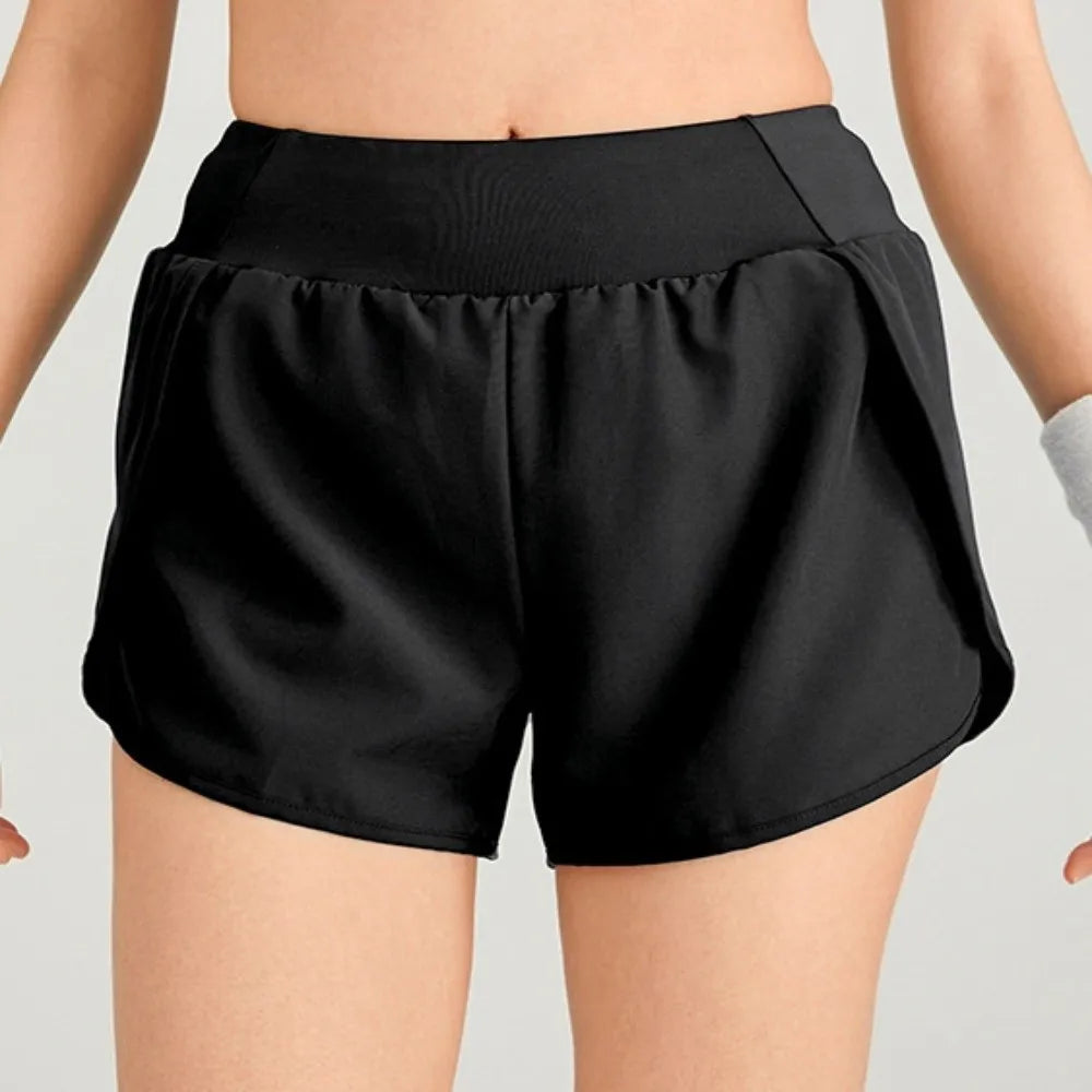 Women's 2-in-1 Yoga Shorts – Anti-Glare, Side Pockets, Breathable