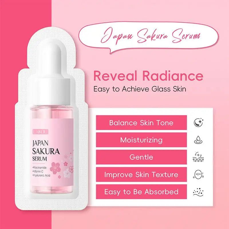 10-Pack Sakura Hyaluronic Acid Face Serum 1ml Travel Size