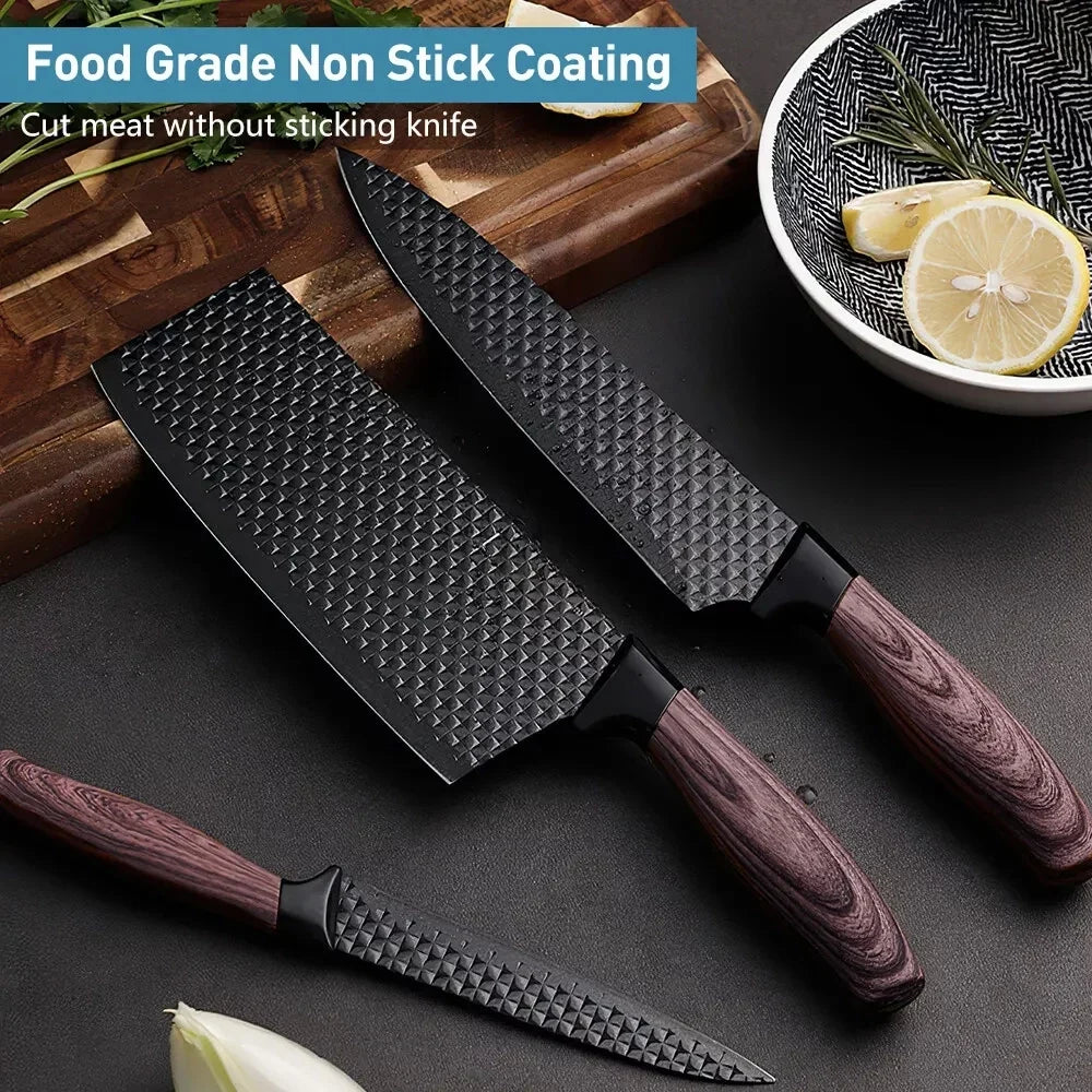 6-Piece Hammer-Textured Kitchen Knife Set | Stainless Steel