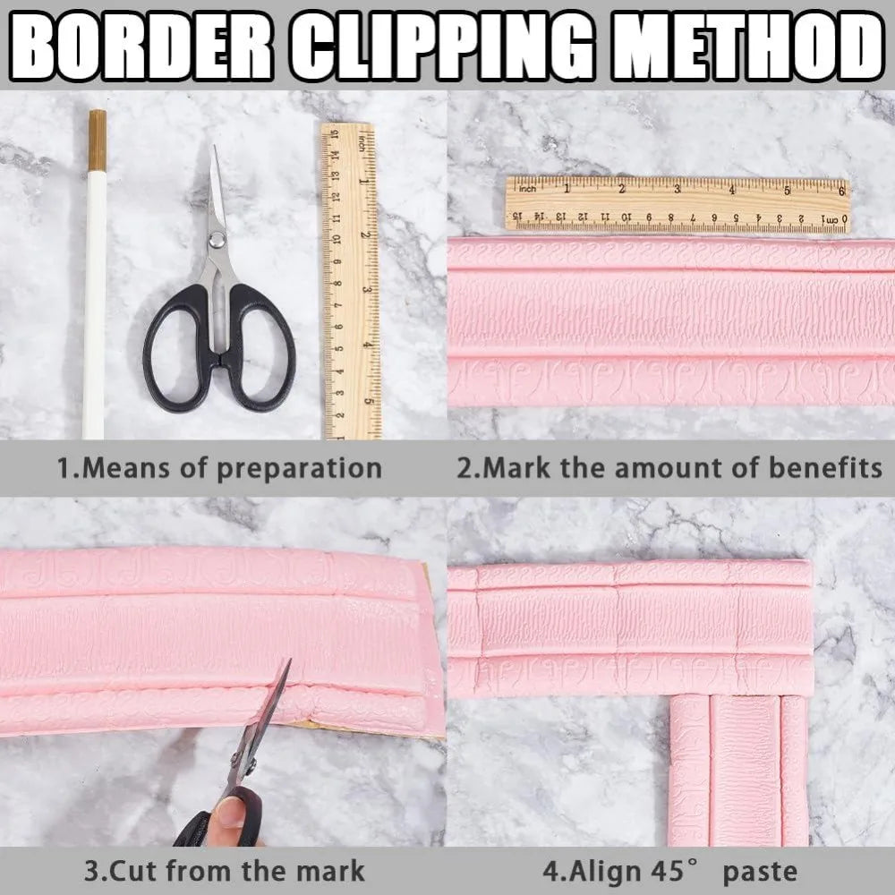 Pink 3D Peel & Stick Foam Wall Border Trim 88" x 3"