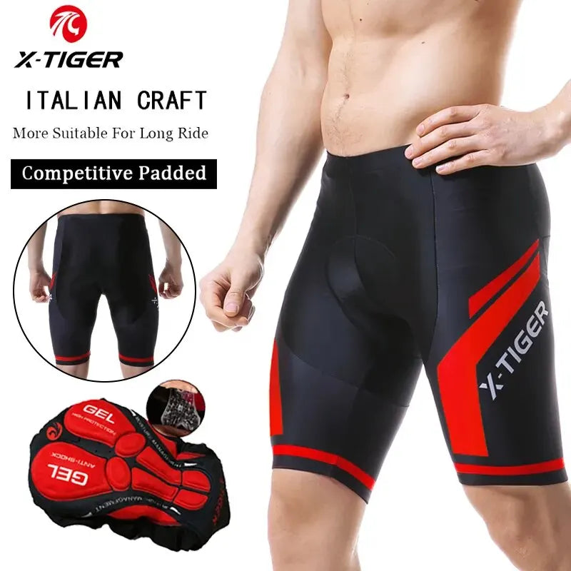 X-TIGER Men's Gel Pad Cycling Shorts | MTB & Road Bike