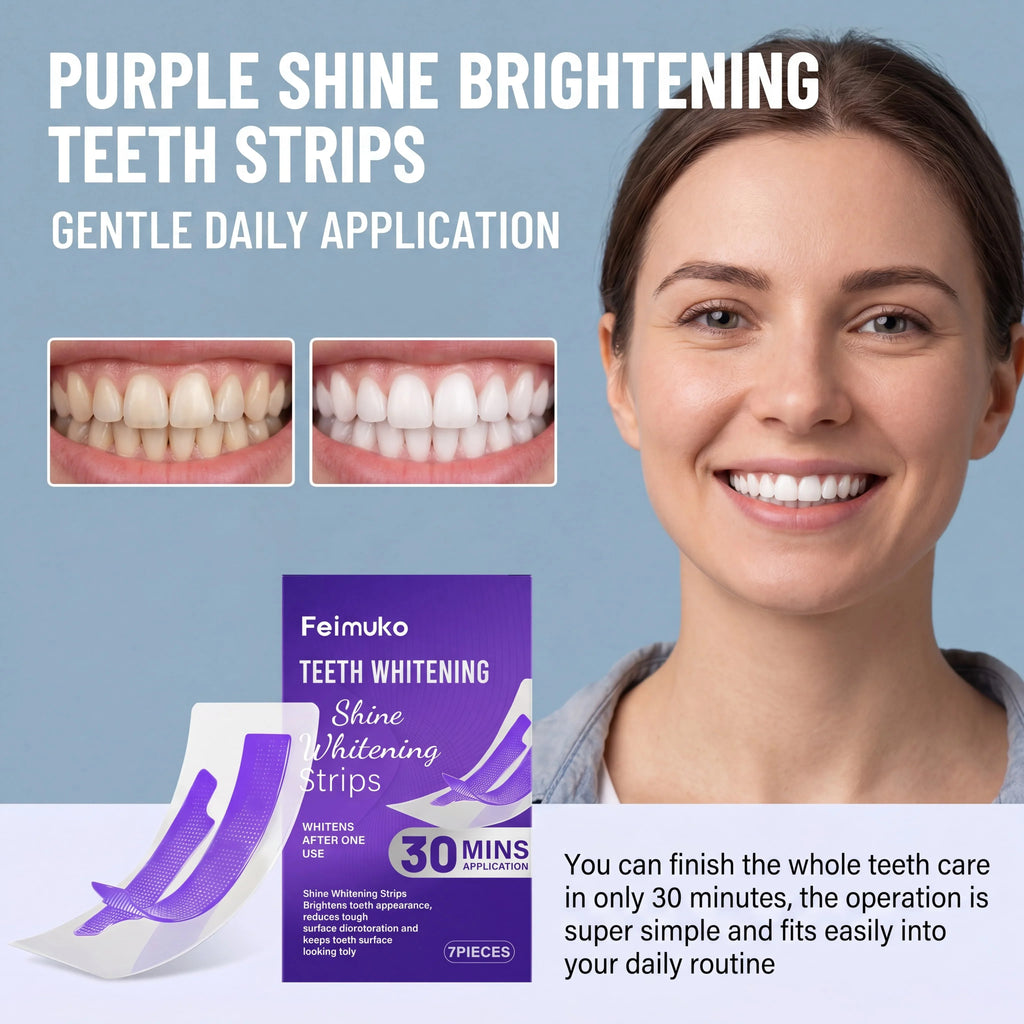 Purple Teeth Whitening Strips – 30-Min Brightening Oral Care