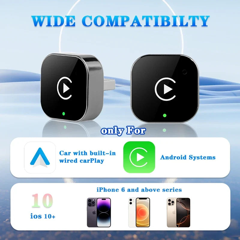 2-in-1 Wireless CarPlay & Android Auto Adapter | Plug & Play