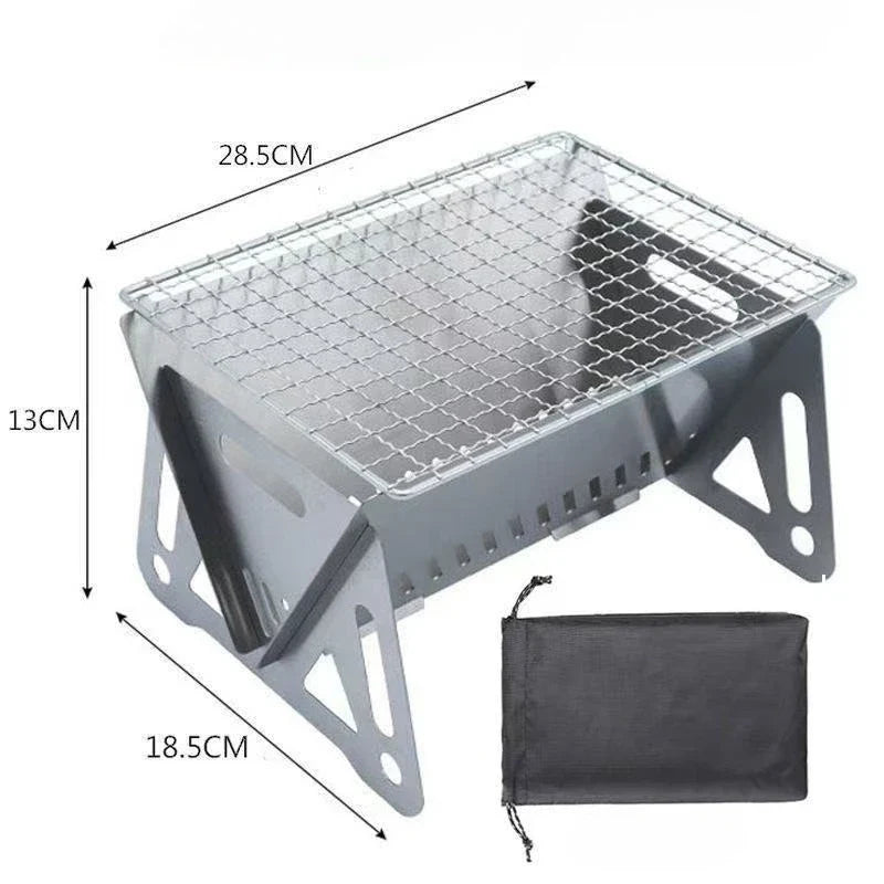 Portable Folding Stainless Steel BBQ Grill Rack – Outdoor Use