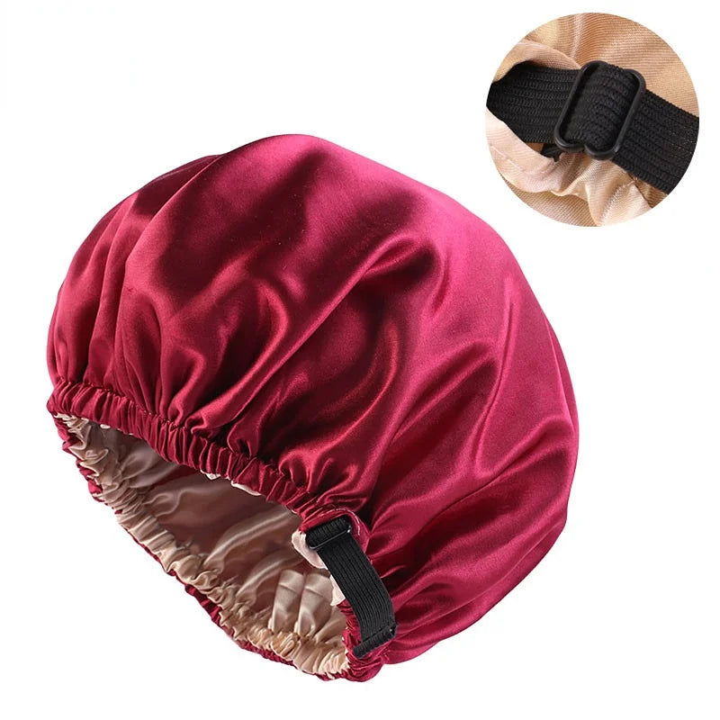 Satin Sleep Hair Cap – Adjustable Night Cap for Women