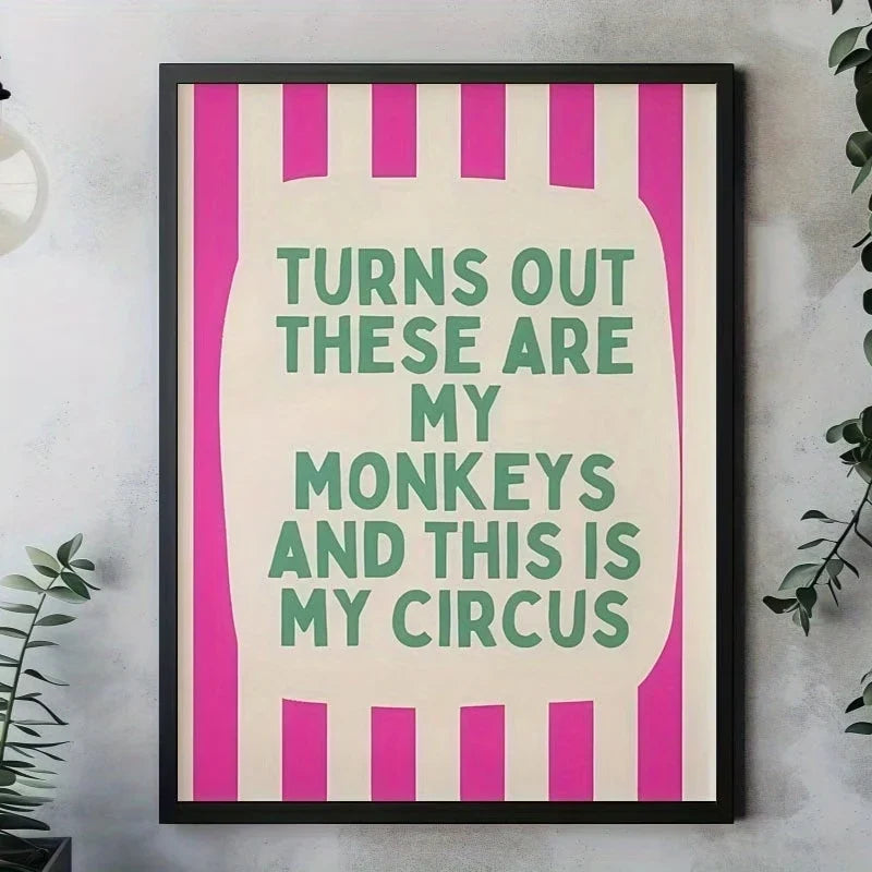 "These Are My Monkeys" Funny Retro Canvas Wall Art Print