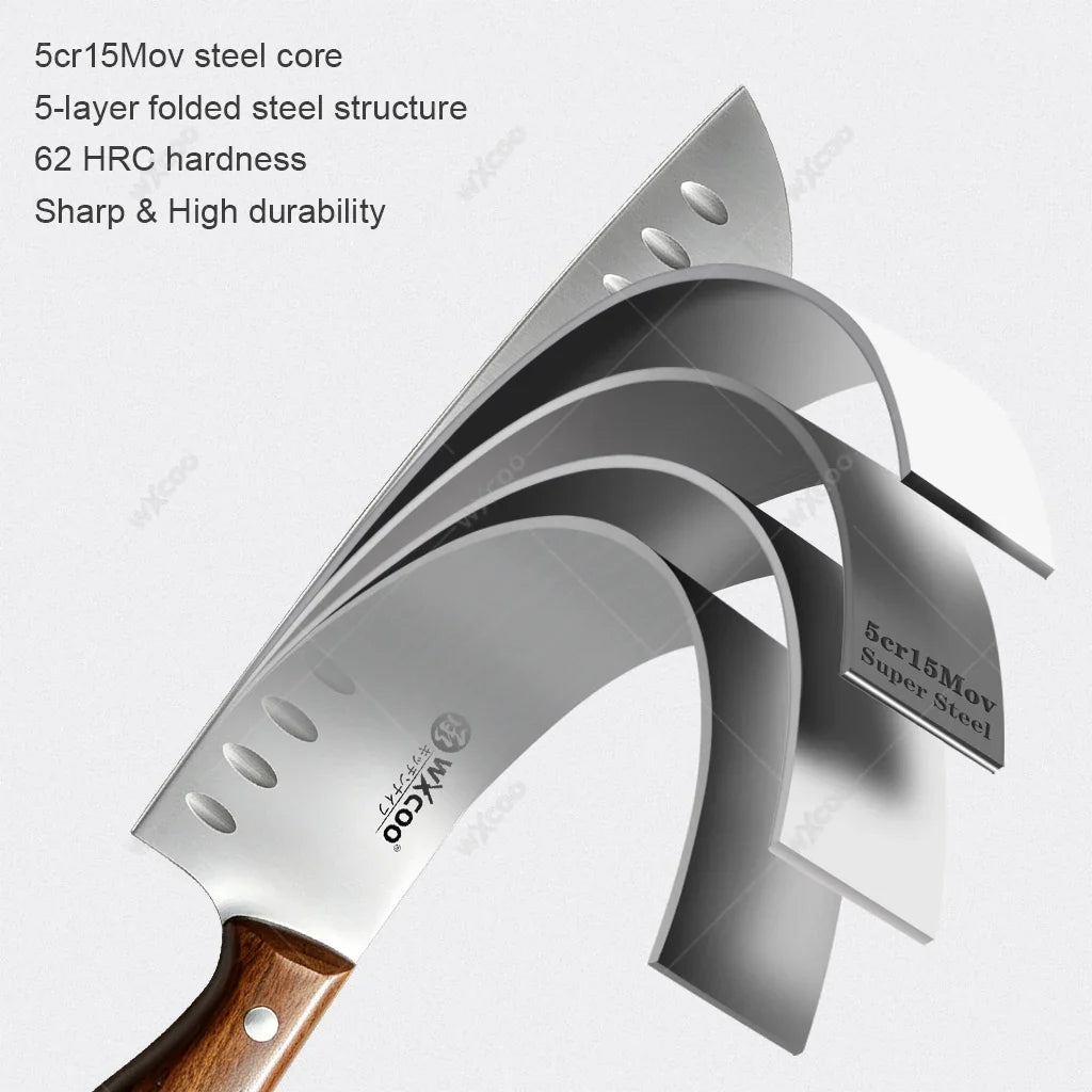 WXCOO Japanese Santoku Knife Set – 5-Piece Stainless Steel
