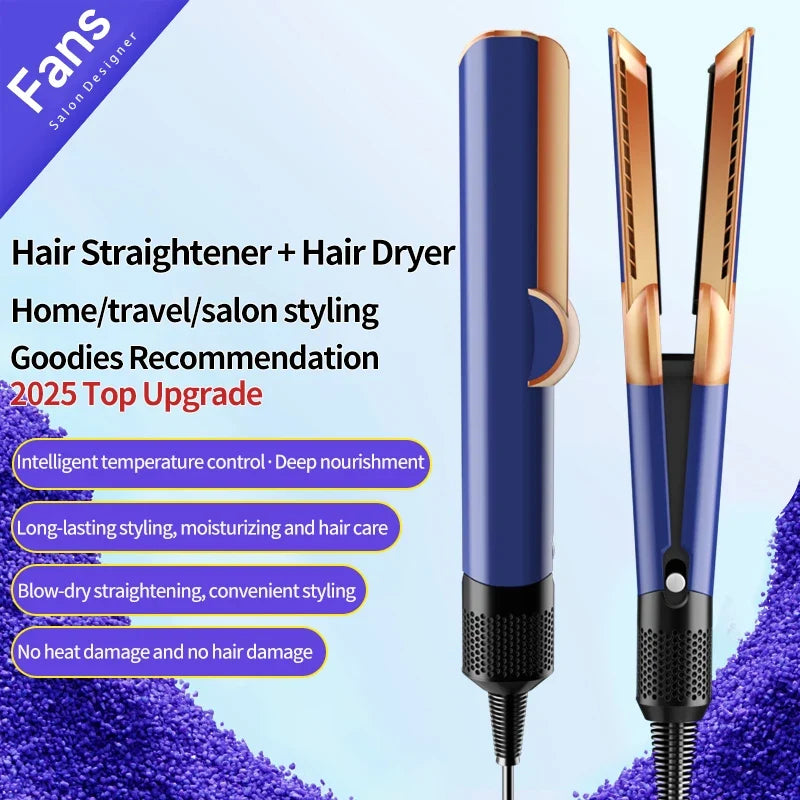 2-in-1 Hair Straightener & Dryer | Negative Ion Flat Iron
