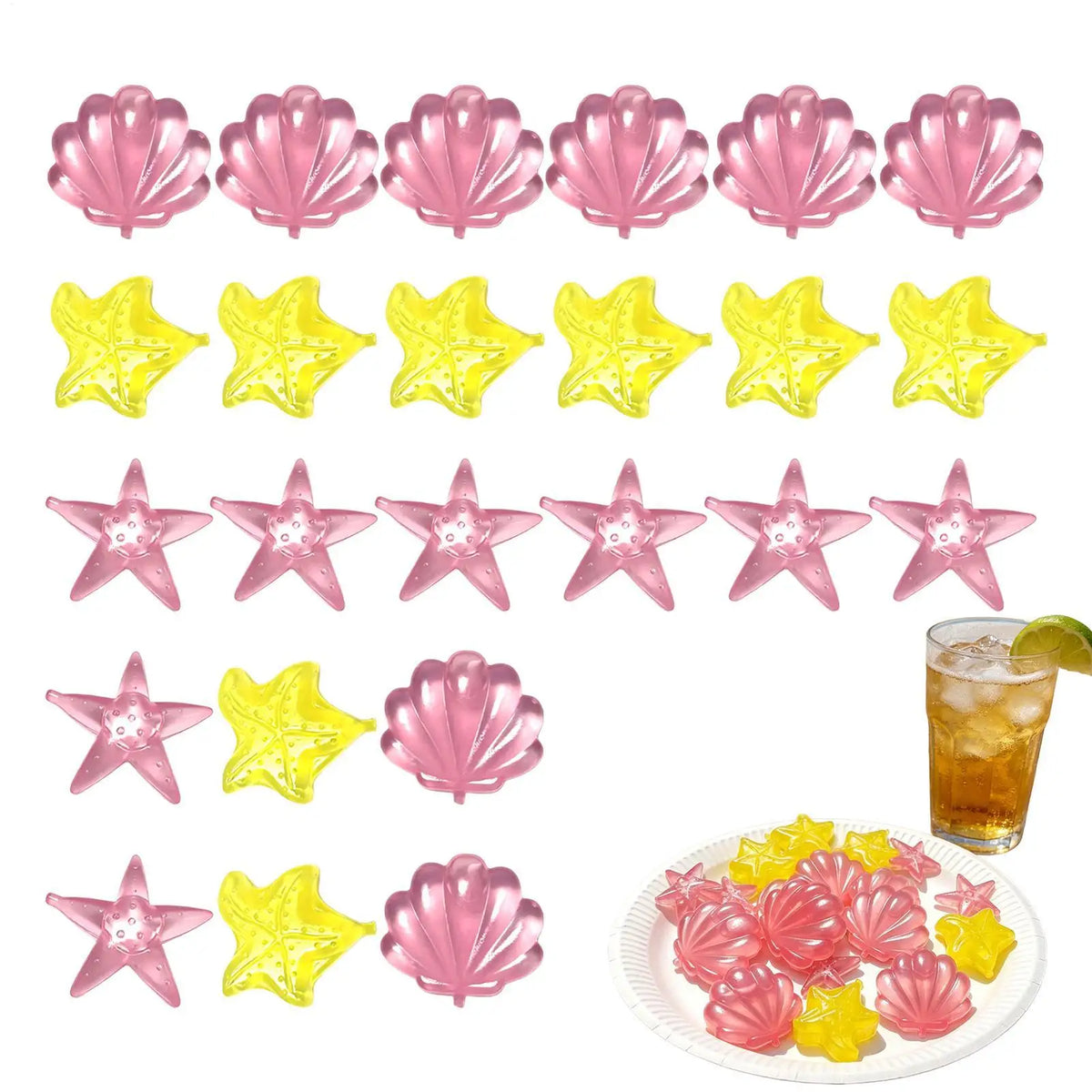 24-Pack Reusable Star-Shaped Ice Cubes | No-Dilution Drink Chillers