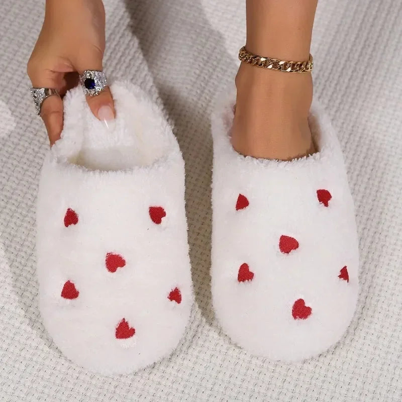 Women's Heart-Shaped Indoor Slippers – Soft Silent Winter Shoes