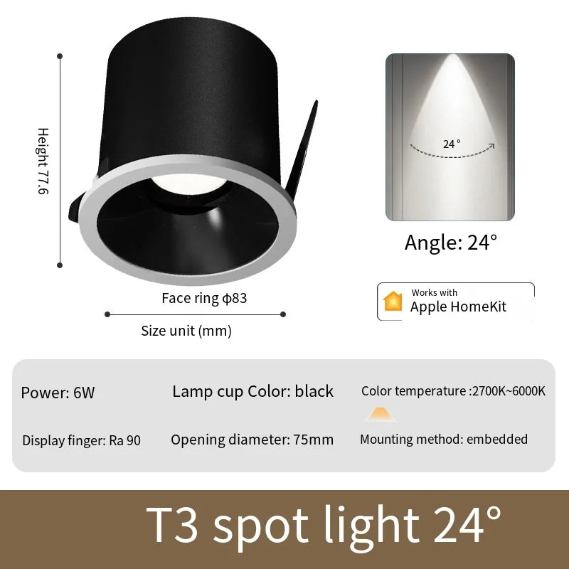 Aqara Smart Downlight T3 Zigbee Dimming Round Light 6W Beam Angle 15