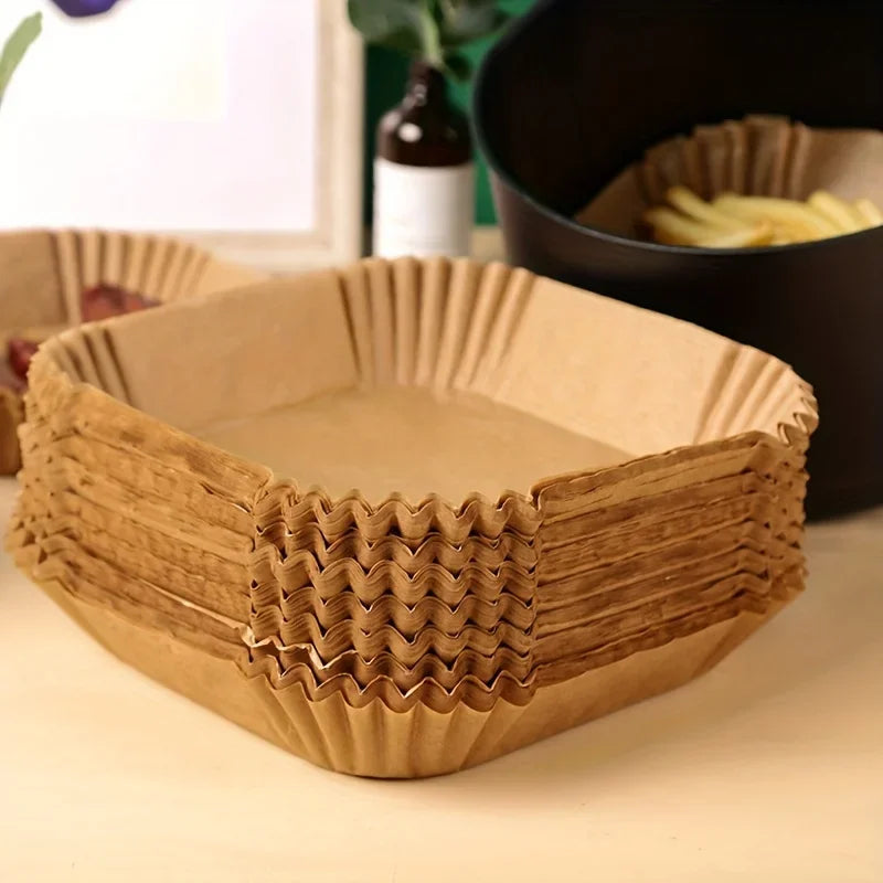 Square Air Fryer Parchment Liners 50/100 Pack | Non-Stick