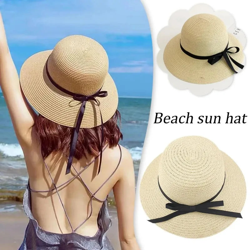 Women's UPF 50+ Wide Brim Foldable Straw Beach Hat