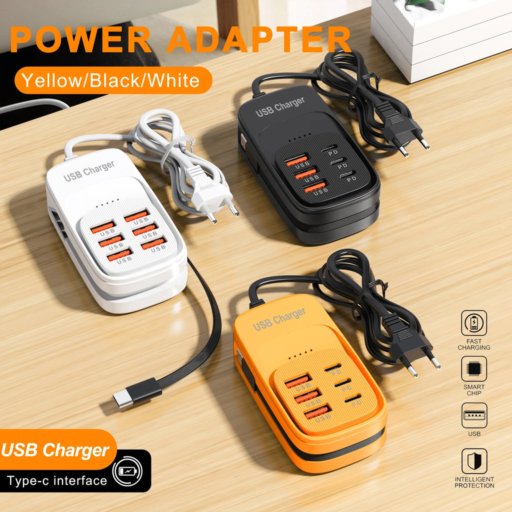 Desktop Power Strip 6 USB-A & 3 USB-C PD Fast Charging Hub
