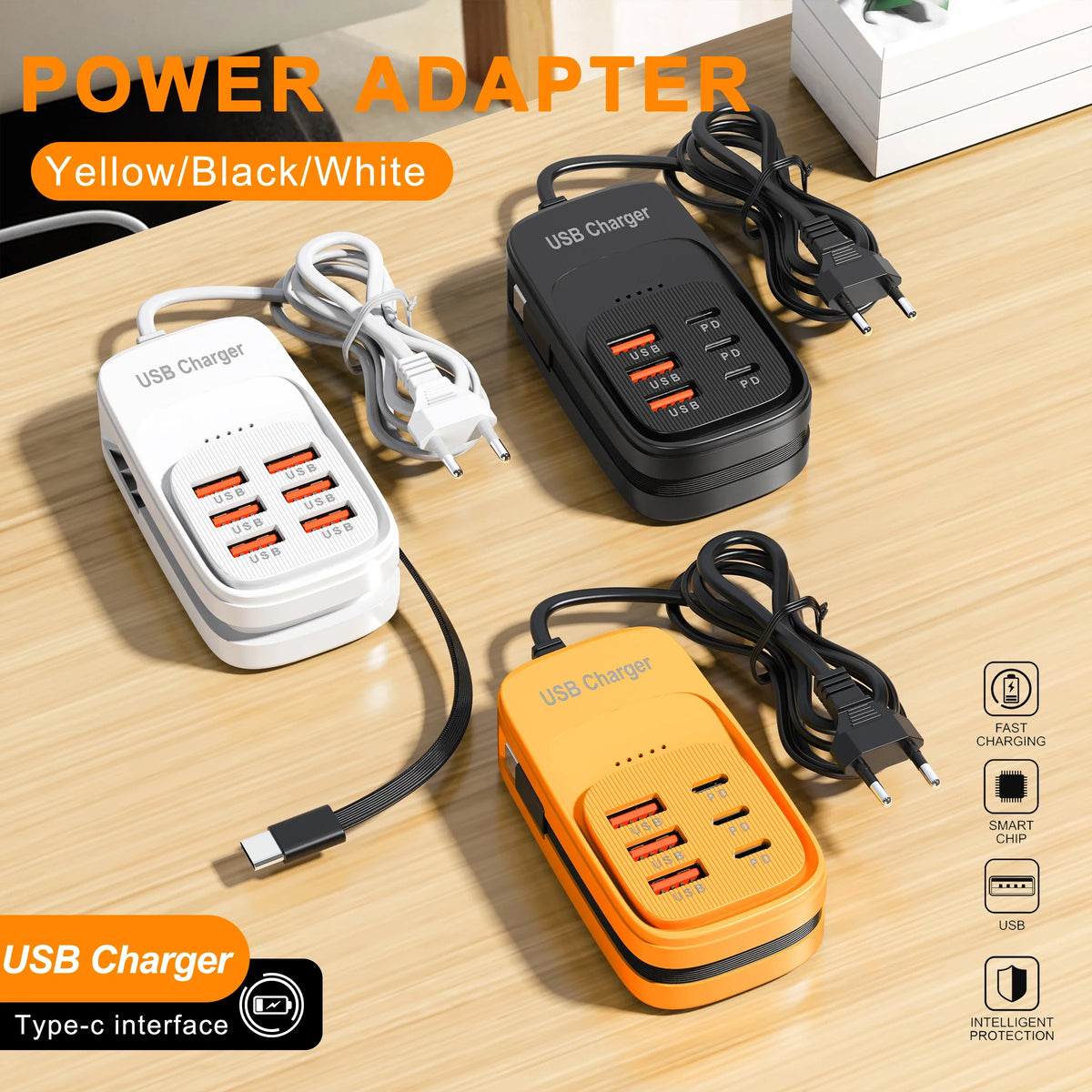 Desktop USB Charging Hub 6-Port USB-A & USB-C PD Fast Charger