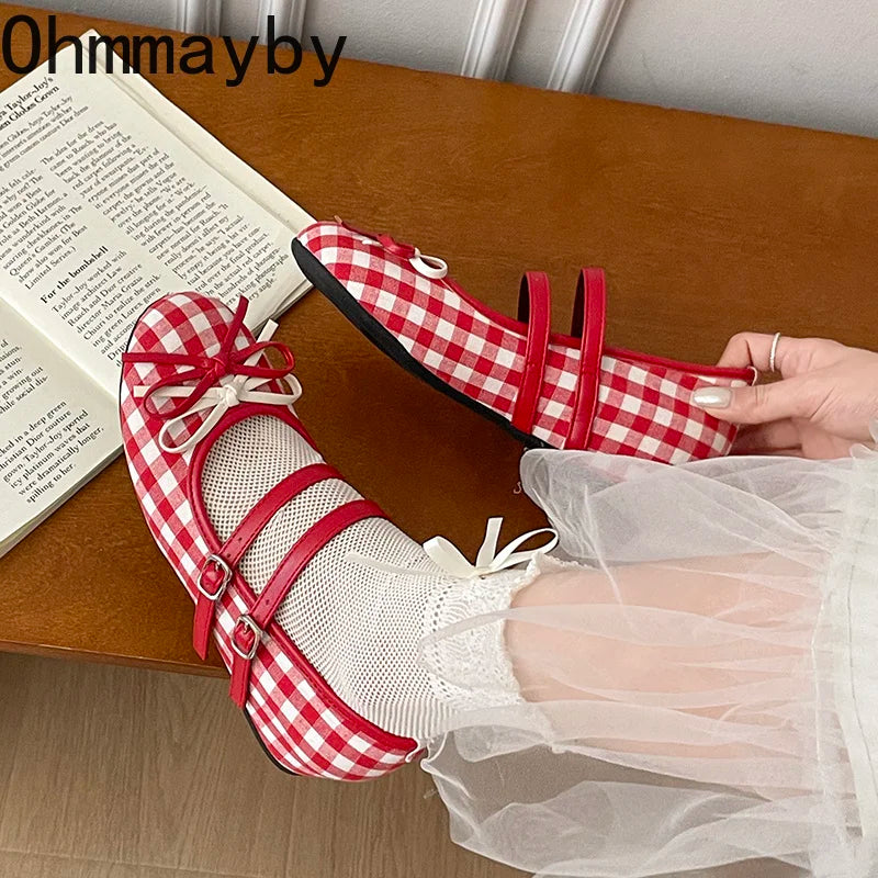 Women's Plaid Mary Jane Platform Pumps | Butterfly-Knot