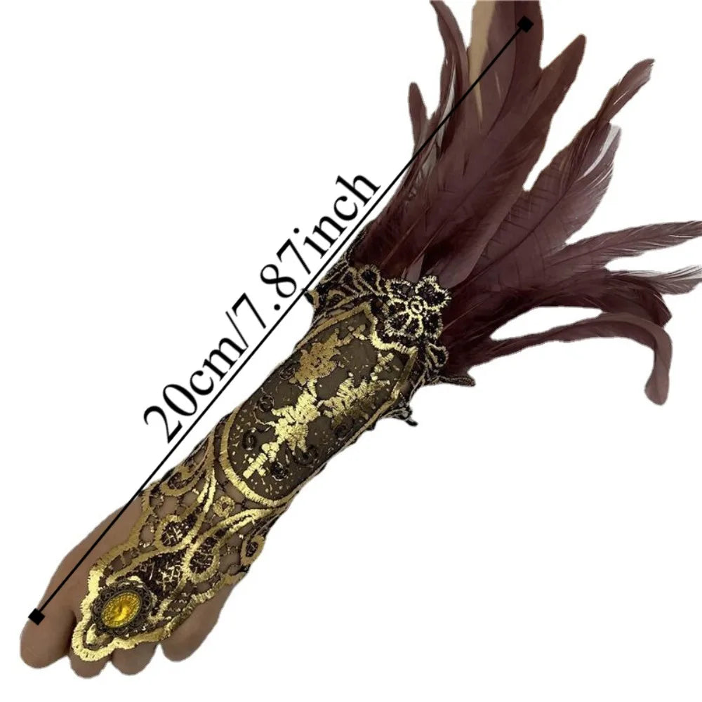 Women's Feather Lace Cuffs – Vintage Gothic Halloween Wristband